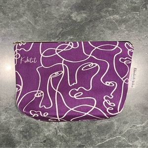 Elizabeth Arden Makeup Bag Abstract Face Design Purple NWOT Cosmetic Bag Koketit